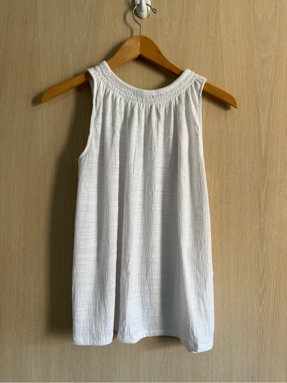 Banana Republic White Smocked Neck Blouse